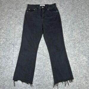 Daze Straight Leg Jeans Black Raw Hem High Rise Womens 26